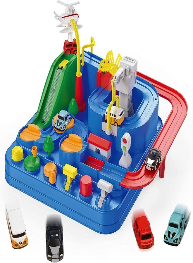 Coracy Car Race Tracks Toy | Car Adventure Toy for 0-3 Years, Boys, Girls & Kids | Playset City Rescue Activity for Toddlers | Pre Educational Learning Puzzle Gift for Babies - Image 1